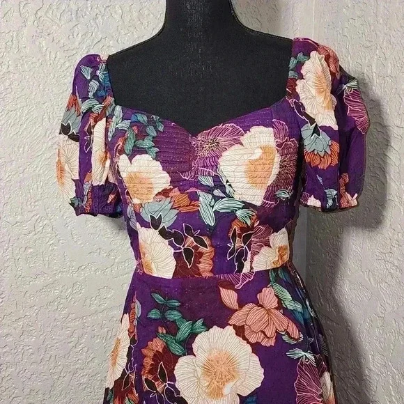 Band of the Free NWT MINI DRESS iimee purple smoked flowy"s - Picture 4 of 14